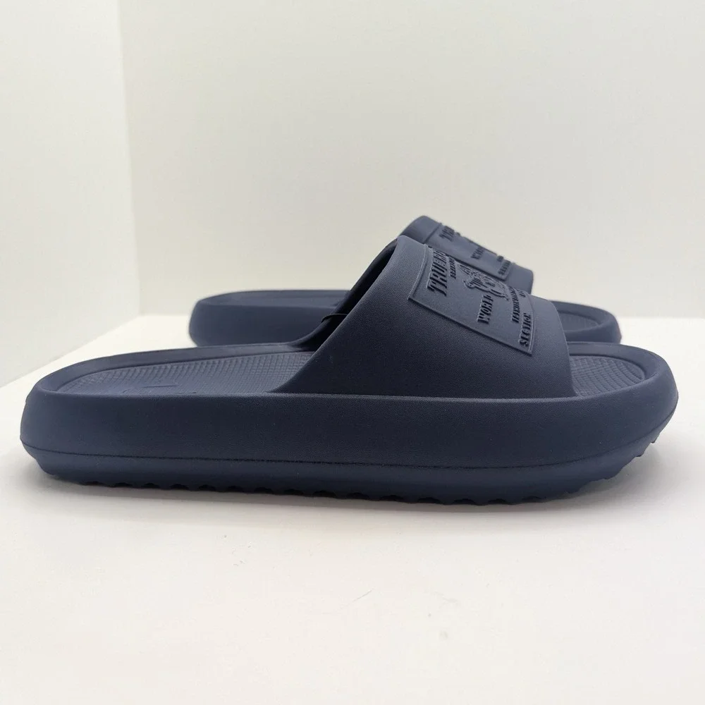 True Religion Mens Slides Navy Blue Buddha World Tour Sandals TR-WAYNE-S Size 9M